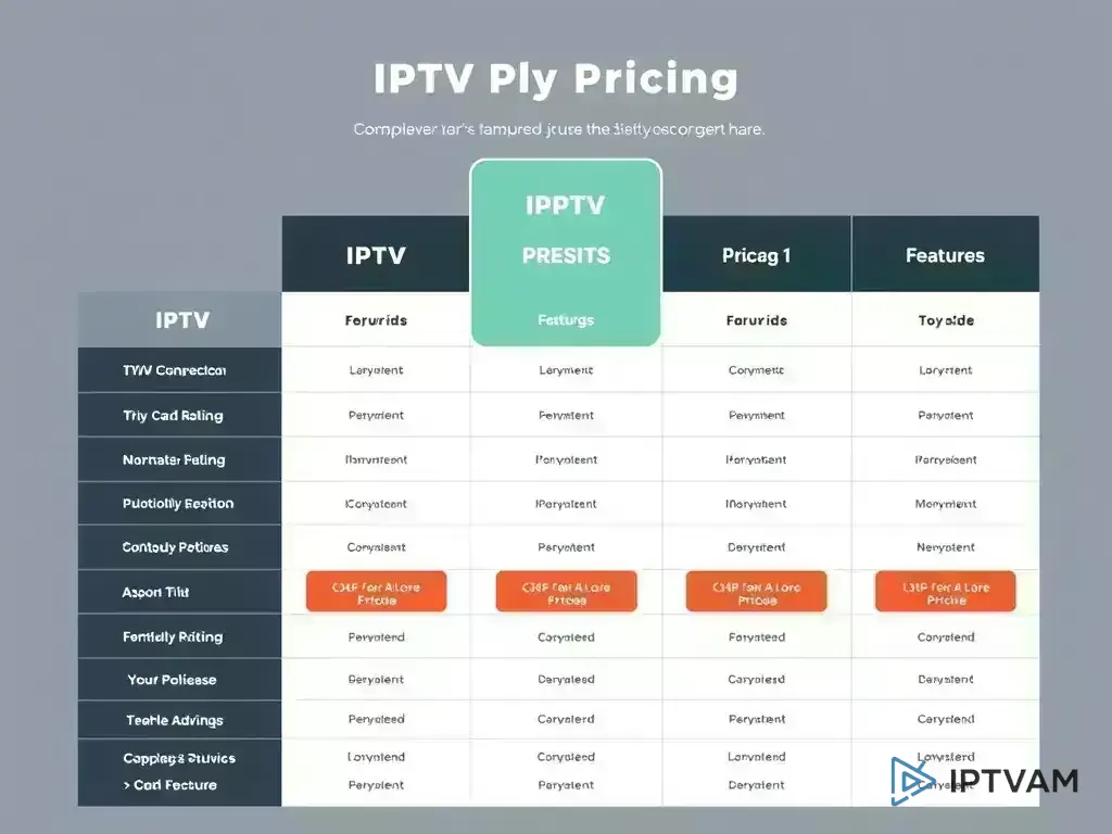 Comparison chart of ‏IPTVAM pricing plans